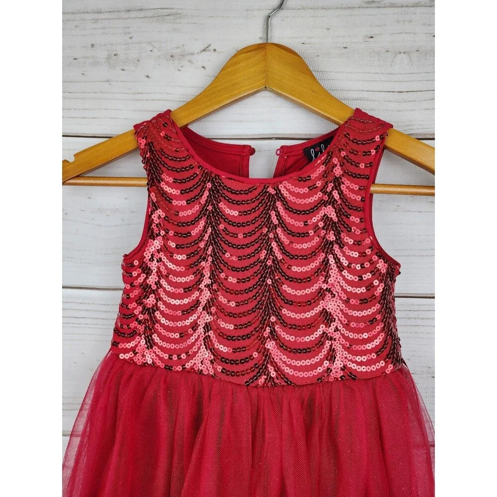 Lilt red sequin Tulle dress Girls 6 Party Holiday Birthday
